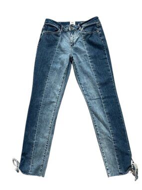 Wash Lab Women’s Two-Tone Blue Denim Jeans Raw Distressed Hem - Size 30